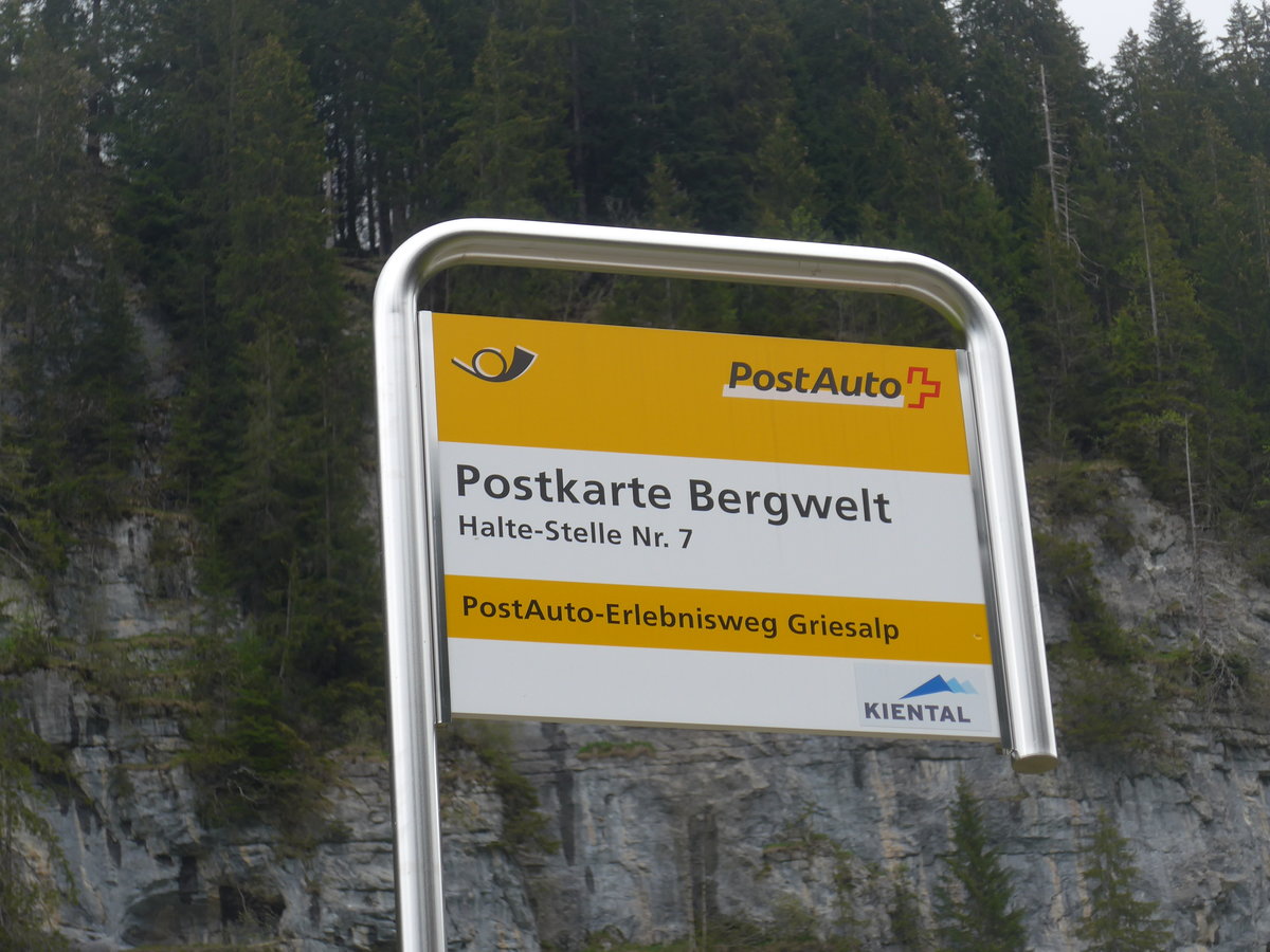 (205'513) - PostAuto-Erlebnisweg Griesalp-Haltestelle - Halte-Stelle Nr. 7, Postkarte Bergwelt - am 26. Mai 2019