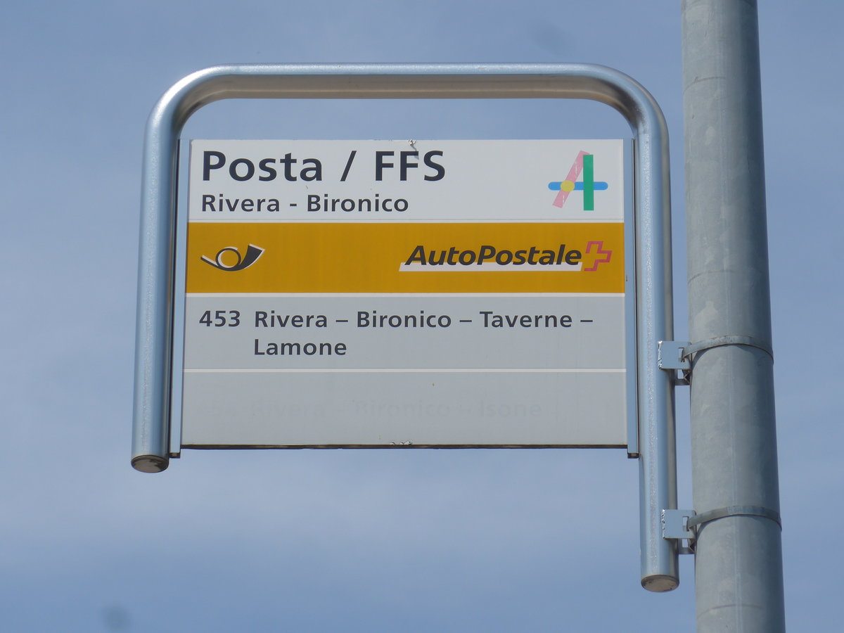 (208'076) - PostAuto-Haltestelle - Rivera - Bironico, Posta/FFS - am 21. Juli 2019