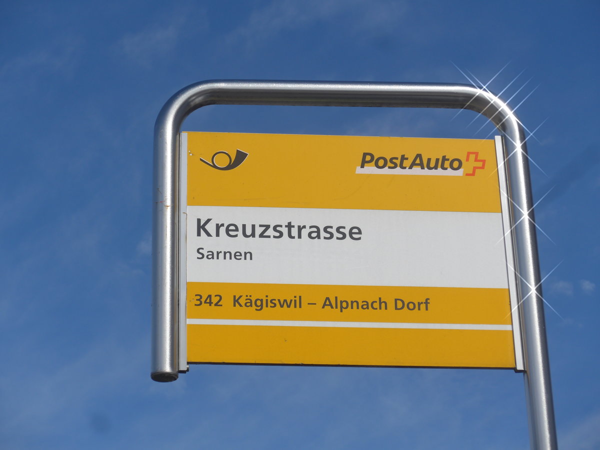 (224'075) - PostAuto-Haltestelle - Sarnen, Kreuzstrasse - am 13. Mrz 2021