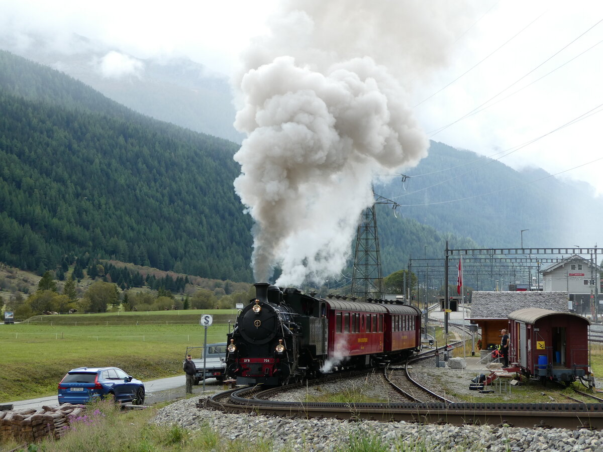 (240'287) - DFB-Dampflokomotive - Nr. 704 - am 25. September 2022 in Oberwald