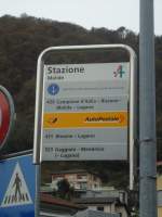 (147'770) - SNLL- + PostAuto-Haltestelle - Melide, Stazione - am 6. November 2013
