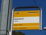 (156'345) - PostAuto-Haltestelle - Fiesch, Bahnhof - am 31. Oktober 2014
