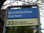 (143'729) - VBZ-Haltestelle - Zrich, Botanischer Garten - am 21. April 2013