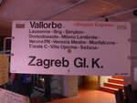 Detailaufnahmen/749633/227577---routentafel---simplon-express (227'577) - Routentafel - Simplon Express Vallorbe-Zagreb - am 28. August 2021 in Vallorbe, Muse du fer et du chemin de fer