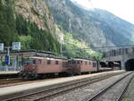 (252'084) - BLS-Lokomotiven - Nr. 170 + 184 - am 25. Juni 2023 im Bahnhof Goppenstein