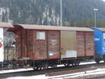 Guterwagen/646209/200651---mob-gueterwagen---nr-523 (200'651) - MOB-Gterwagen - Nr. 523 - am 6. Januar 2019 im Bahnhof Matten