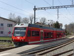 (203'903) - CJ-Pendelzug - Nr. 634 - am 22. April 2019 im Bahnhof Reussilles