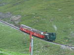Personenwagen/675694/209159---brb-damplokomotive-mit-zwei-personenwagen (209'159) - BRB-Damplokomotive mit zwei Personenwagen - Nr. 14 - am 31. August 2019 auf dem Weg vom Brienzer Rothorn nach Brienz