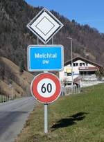 (259'315) - Ortstafel von Melchtal OW am 13. Februar 2024 in Melchtal