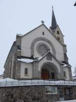 (149'090) - Die Kirche Meierhof in Obersaxen am 1. Mrz 2014