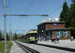 Grindelwald/781878/237235---wab-pendelzug---nr-144 (237'235) - WAB-Pendelzug - Nr. 144 - am 18. Juni 2022 im Bahnhof Grindelwald-Alpiglen