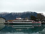 (244'873) - Motorschiff Jungfrau am 8. Januar 2023 an der Schifflndte Interlaken Ost