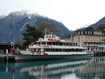 (244'876) - Motorschiff Jungfrau am 8. Januar 2023 an der Schifflndte Interlaken Ost