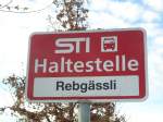 (136'766) - STI-Haltestelle - Thun, Rebgssli - am 20. November 2011