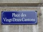 (150'785) - Strassenschild: Place des Vingt-Deux-Cantons am 26. Mai 2014 in Genve