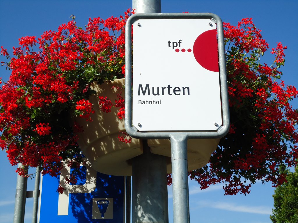 (128'057) - TPF-Haltestelle - Murten, Bahnhof - am 26. Juli 2010