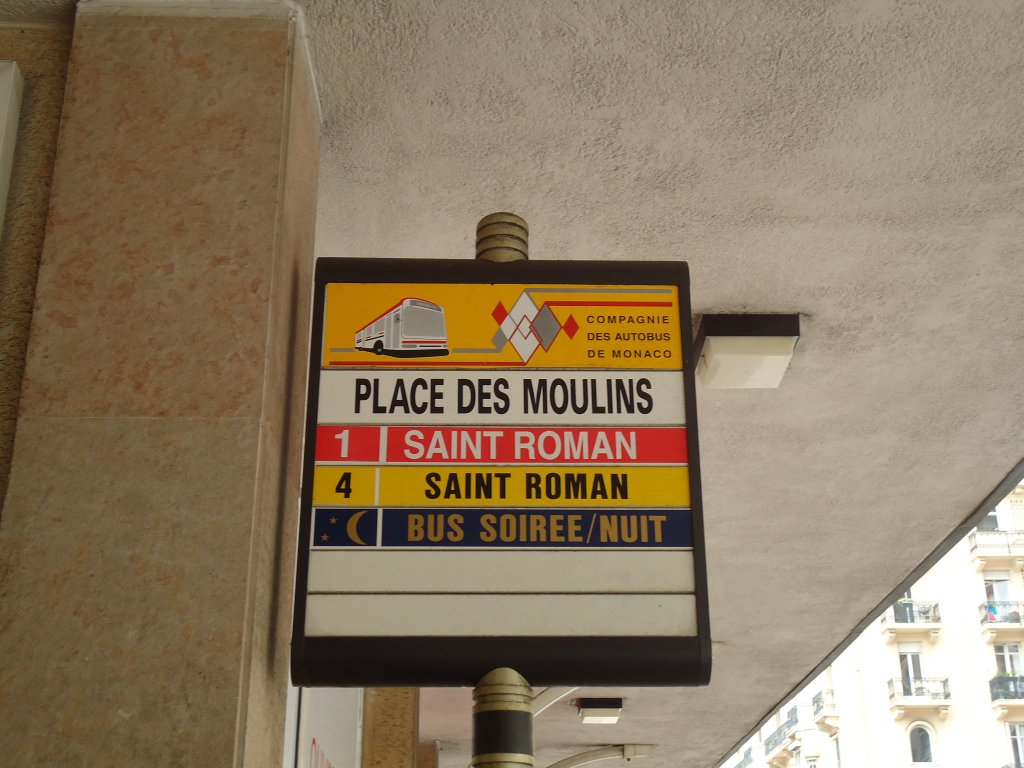 (130'672) - Bus-Haltestelle - Monaco, Place des Moulins - am 16. Oktober 2010