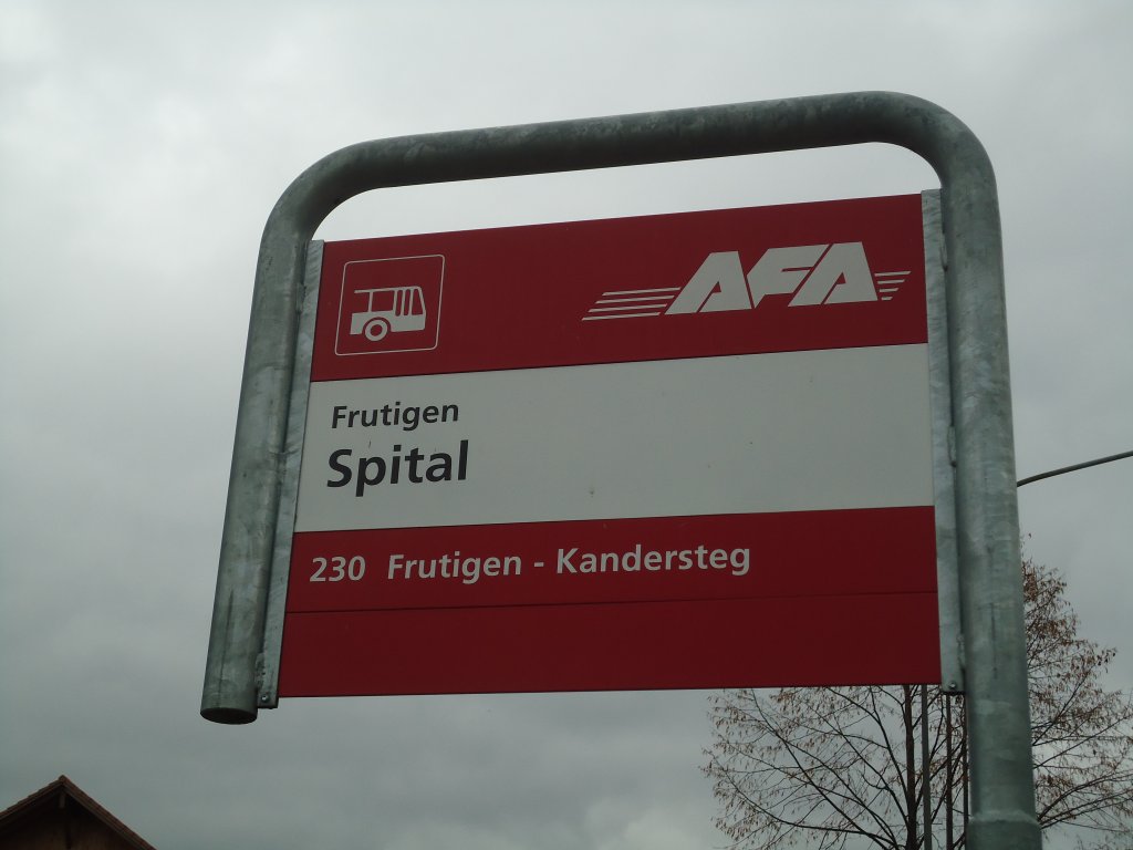 (131'001) - AFA-Haltestelle - Frutigen, Spital - am 15. November 2010
