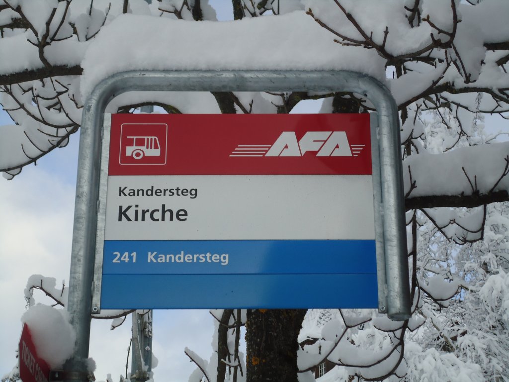 (131'686) - AFA-Haltestelle - Kandersteg, Kirche - am 26. Dezember 2010
