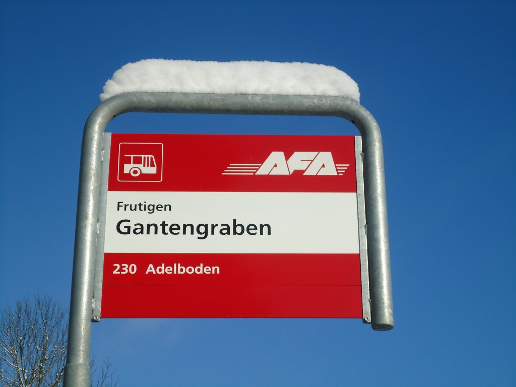 (131'697) - AFA-Haltestelle - Frutigen, Gantengraben - am 26. Dezember 2010