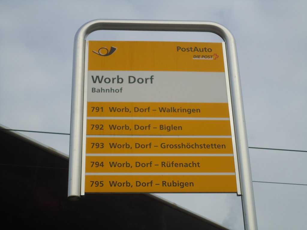 (132'413) - PostAuto-Haltestelle - Worb Dorf, Bahnhof - am 24. Januar 2011