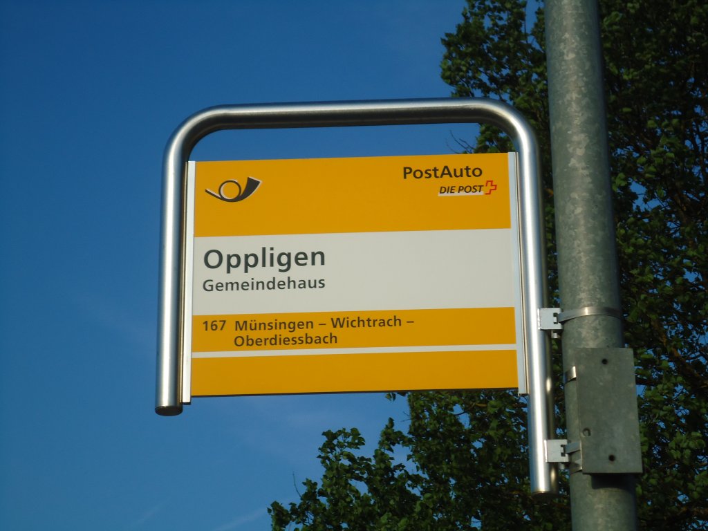 (133'477) - PostAuto-Haltestelle - Oppligen, Gemeindehaus - am 25. April 2011