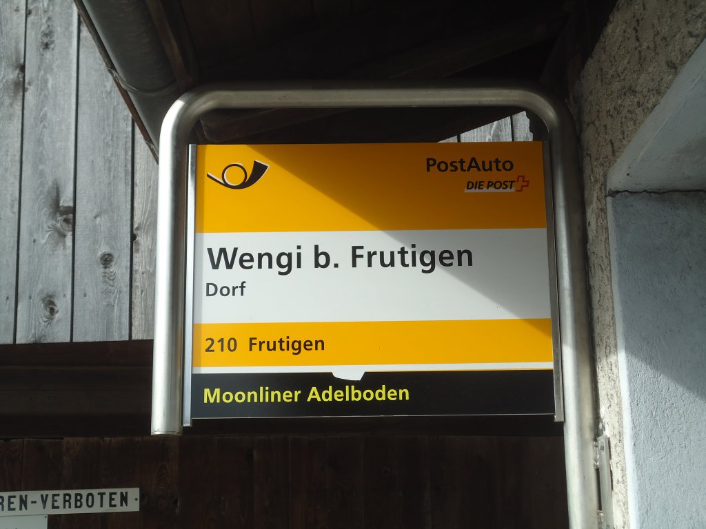 (138'440) - PostAuto-Haltestelle - Wengi b. Frutigen, Dorf - am 6. April 2012