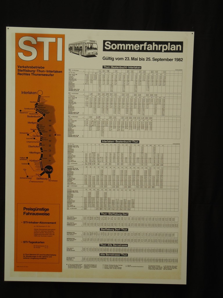 (145'033) - STI-Sommerfahrplan 1982 am 15. Juni 2013 in Thun, Garage