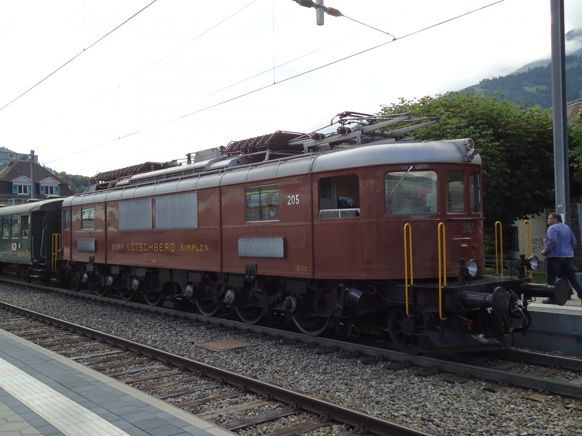 (145'586) - BLS-Lokomotive - Nr. 205 - am 30. Juni 2013 in Frutigen (100 Jahre BLS)