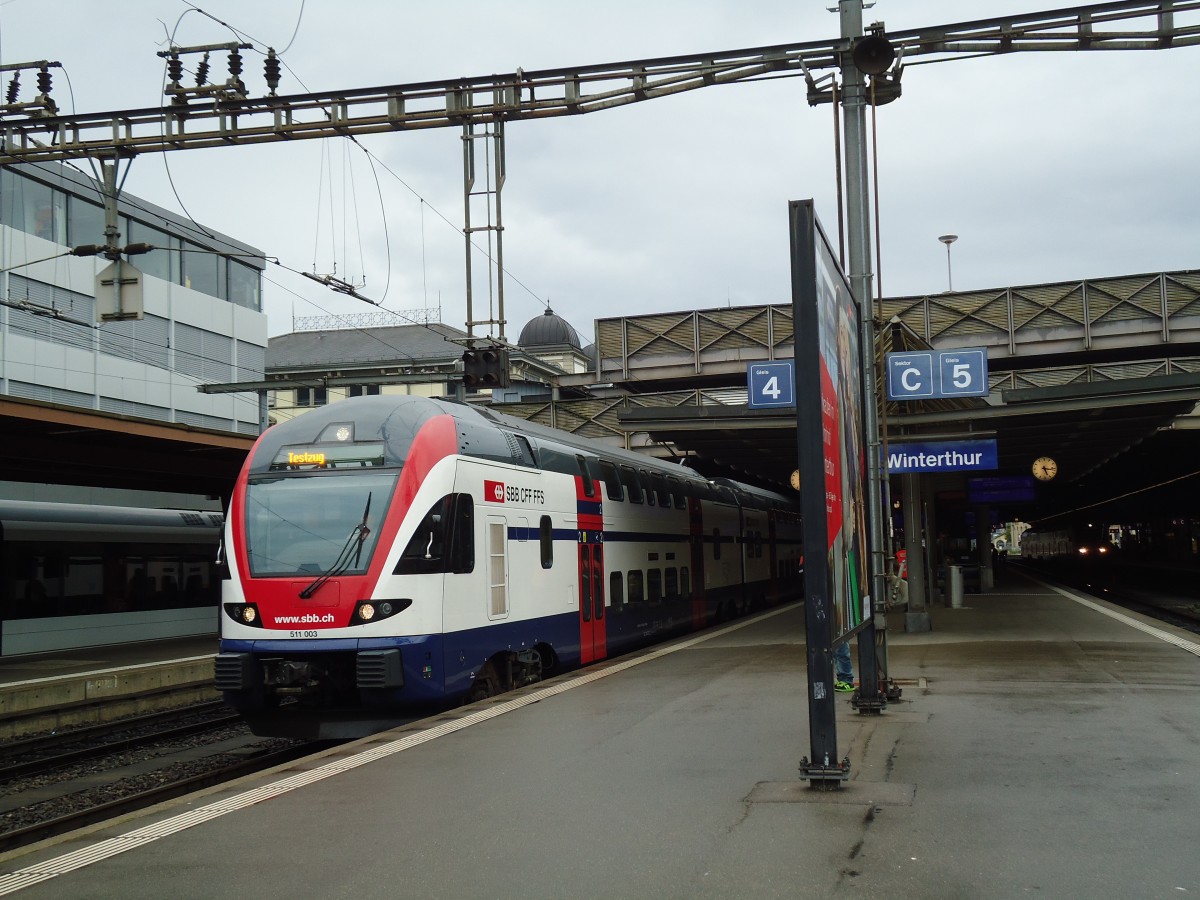 (147'087) - SBB-Pendelzug - Nr. 511'003 - am 8. September 2013 im Bahnhof Winterthur