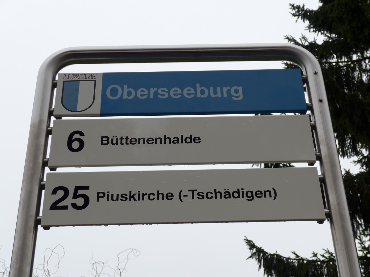 (148'992) - VBL-Haltestelle - Luzern, Oberseeburg - am 16. Februar 2014