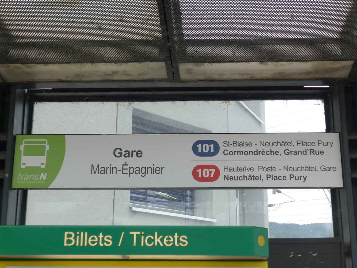 (164'828) - transN-Haltestelle - Marin-pagnier, Gare - am 15. September 2015
