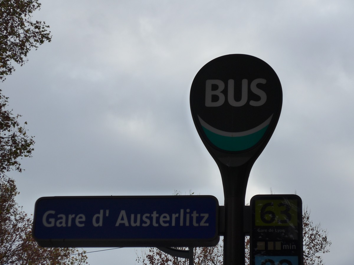 (166'812) - Bus-Haltestelle - Paris, Gare d'Austerlitz - am 16. November 2015