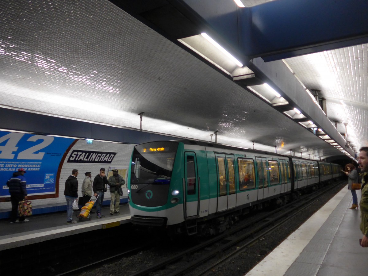 (166'869) - RATP Paris - Nr. 080 - am 16. November 2015 in Paris, Stalingrad