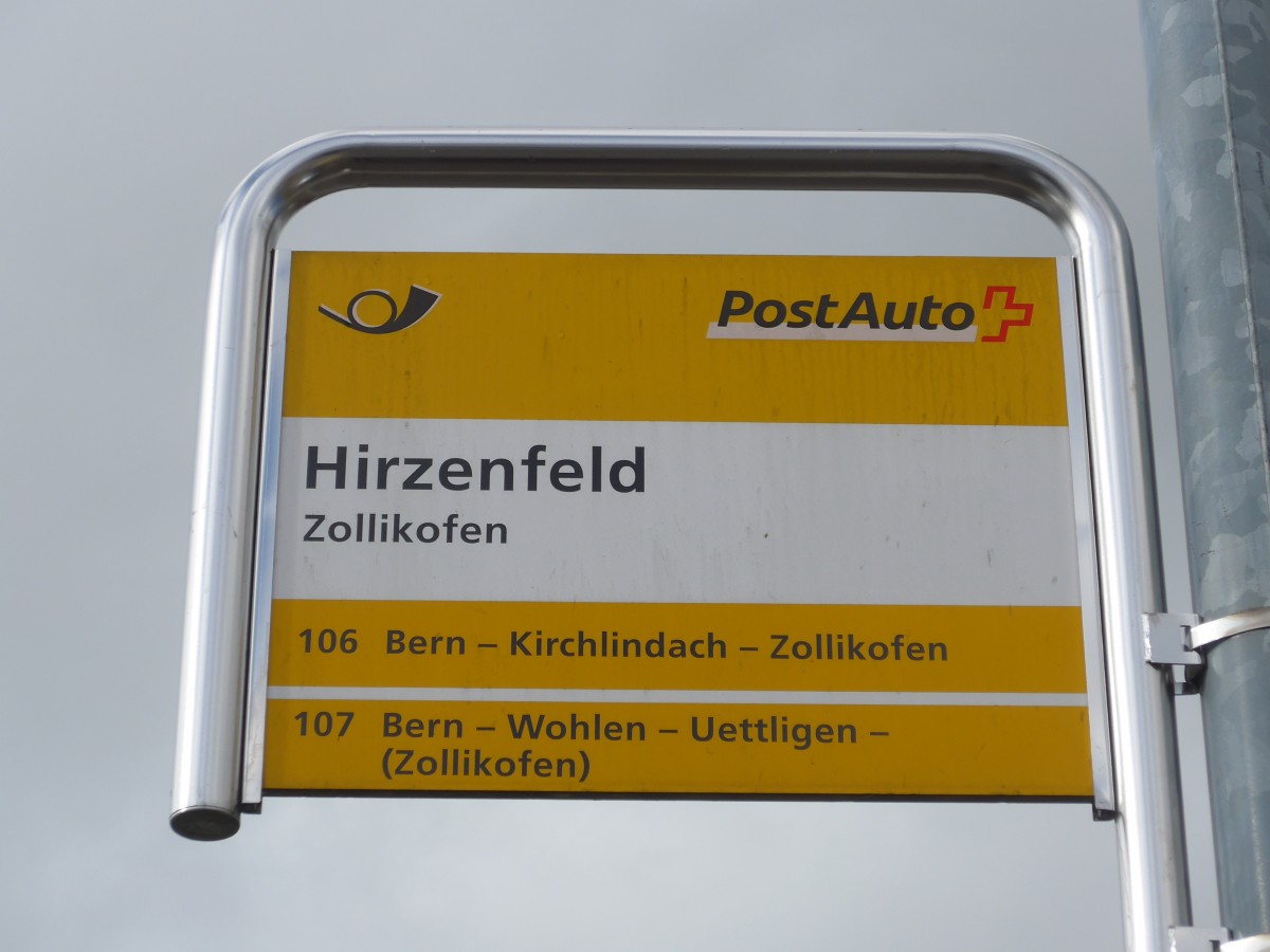 (168'448) - PostAuto-Haltestelle - Zollikofen, Hirzenfeld - am 11. Januar 2016