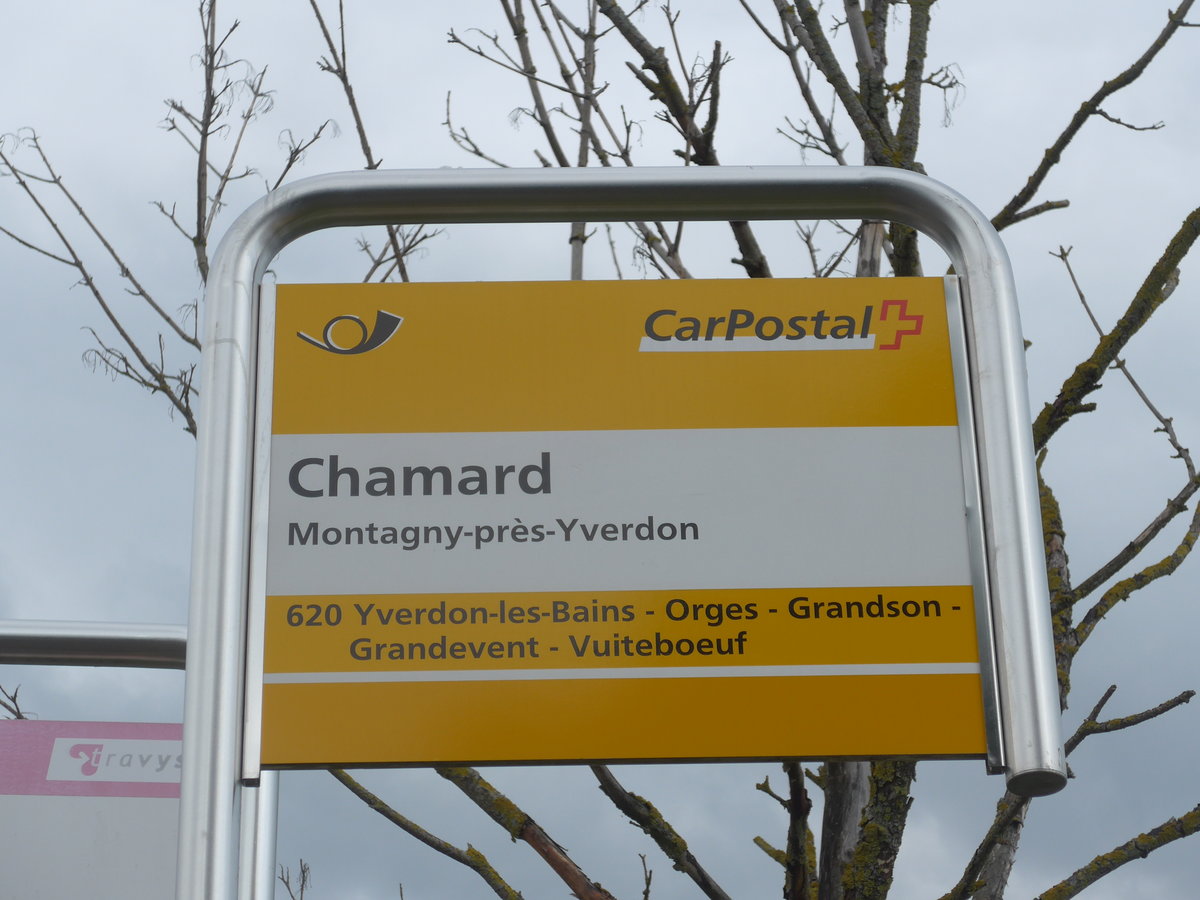 (173'029) - PostAuto-Haltestelle - Montagny-prs-Yverdon, Chamard - am 15. Juli 2016