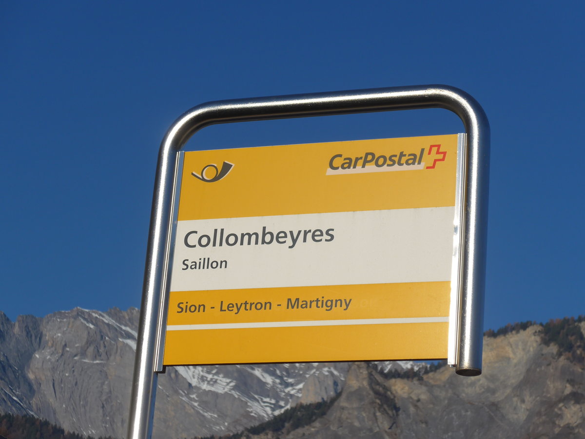 (176'851) - PostAuto-Haltestelle - Saillon, Collombeyres - am 4. Dezember 2016