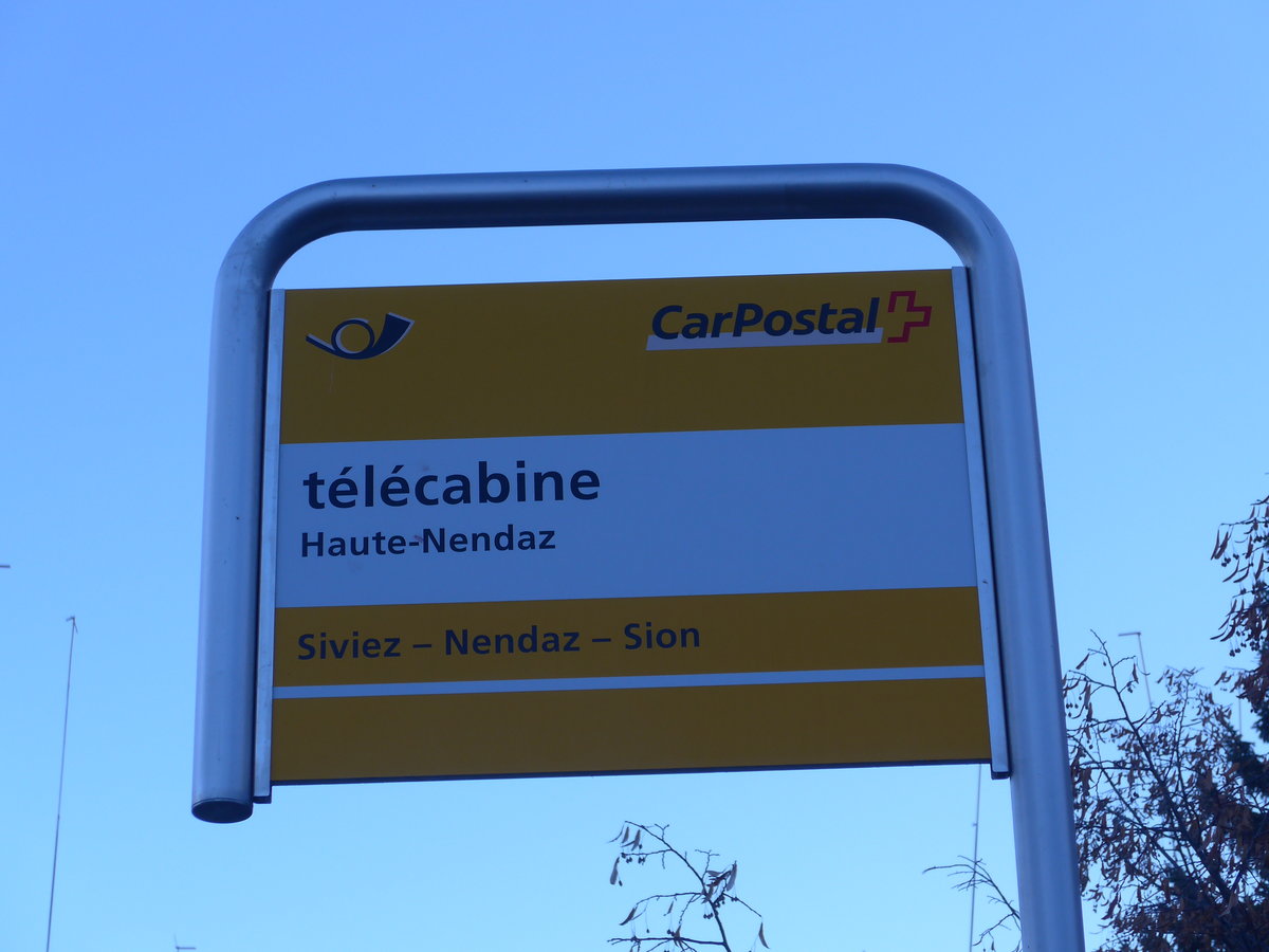 (177'242) - PostAuto-Haltestelle - Haute-Nendaz, Tlcabine - am 18. Dezember 2016