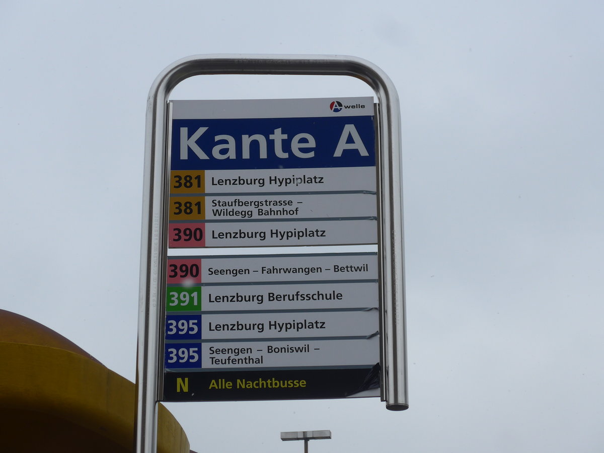 (189'530) - A-welle-Haltestelle - Lenzburg, Bahnhof - am 19. Mrz 2018