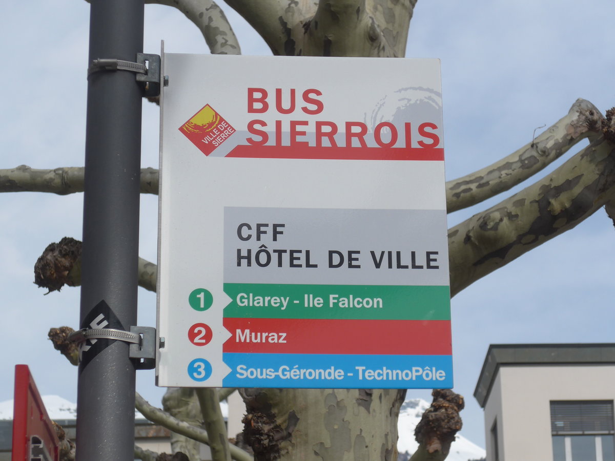 (189'722) - BS-Haltestelle - Sierre, CFF Htel de Ville - am 30. Mrz 2018