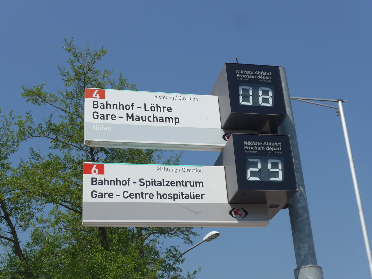 (192'868) - VB-Haltestelle - Nidau, Bahnhof - am 6. Mai 2018