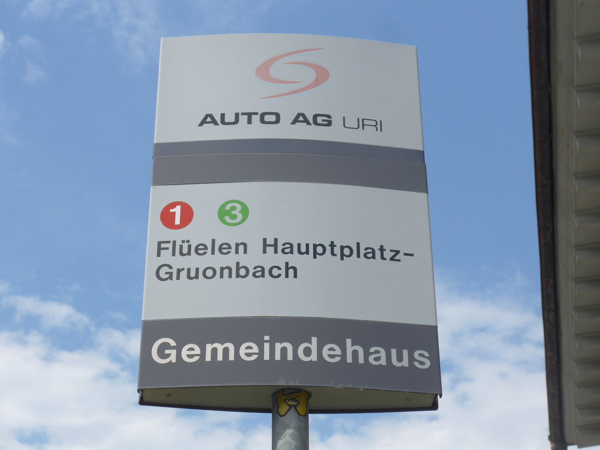 (195'435) - AAGU-Haltestelle - Altdorf, Gemeindehaus - am 1. August 2018