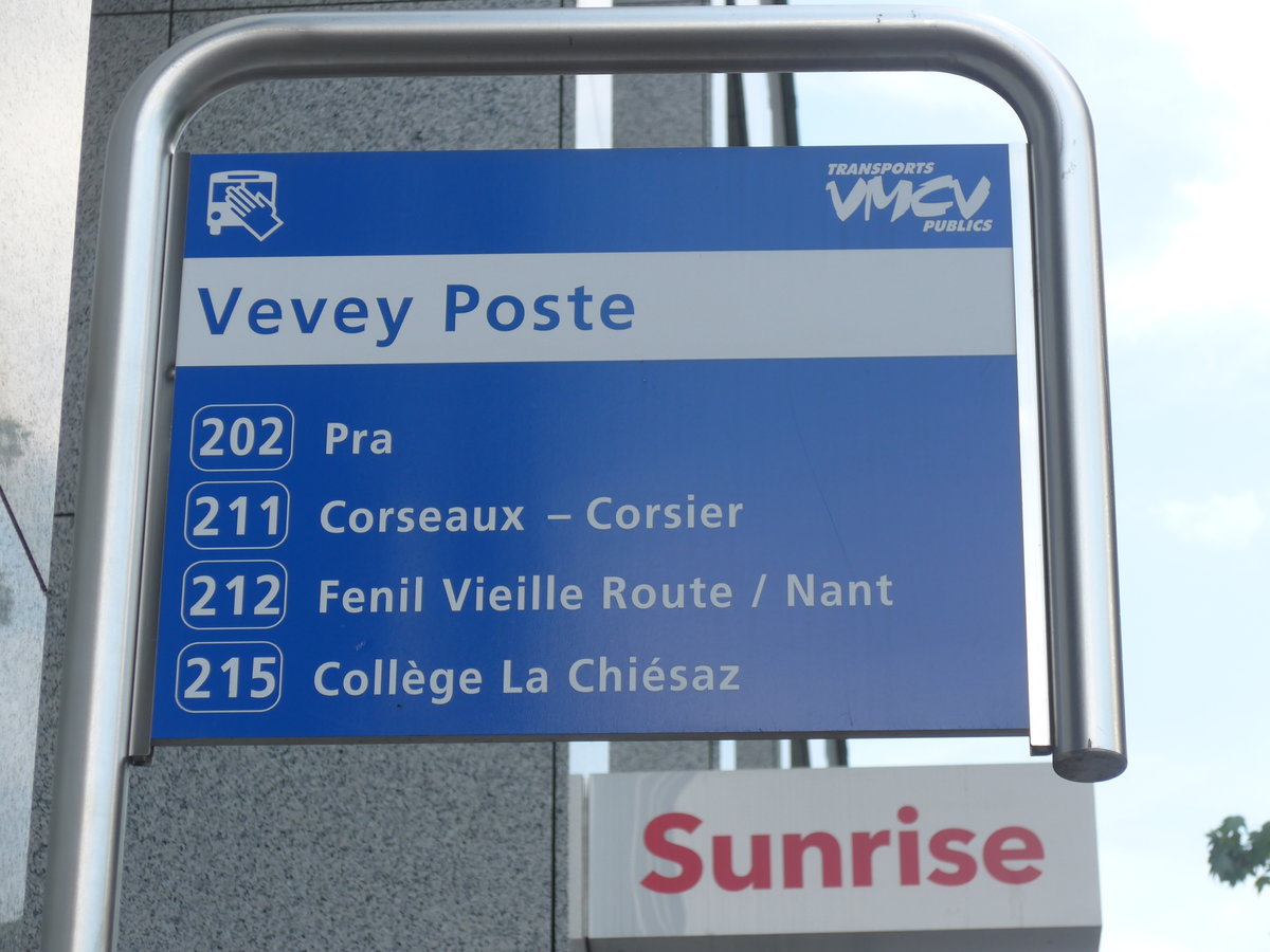 (195'708) - VMCV-Haltestelle - Vevey, Poste - am 6. August 2018
