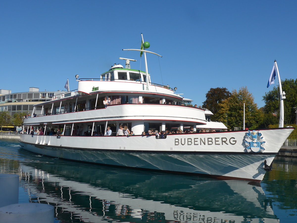 (198'260) - Motorschiff Bubenberg am 14. Oktober 2018 an der Schifflndte Thun