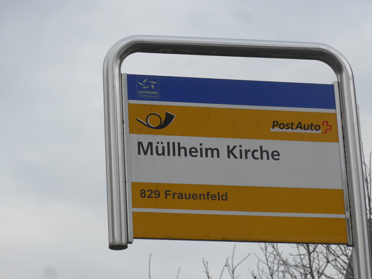 (201'206) - PostAuto-Haltestelle - Mllheim, Kirche - am 17. Januar 2019