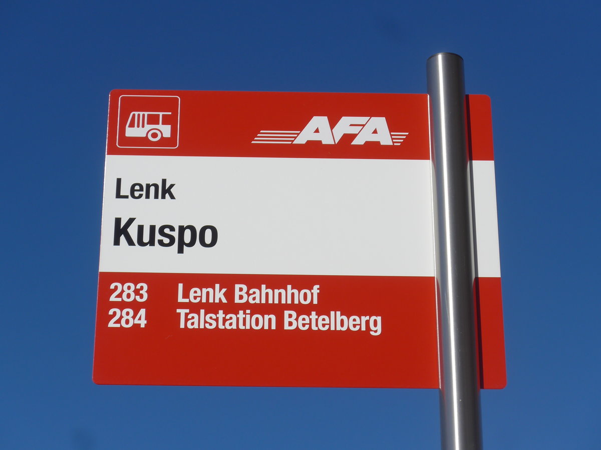 (201'680) - AFA-Haltestelle - Lenk, Kuspo - am 17. Februar 2019