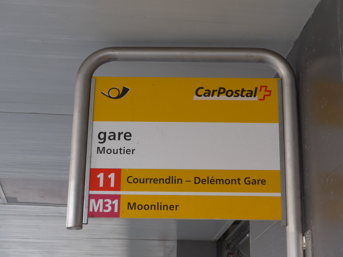 (203'569) - PostAuto-Haltestelle - Moutier, gare - am 13. April 2019