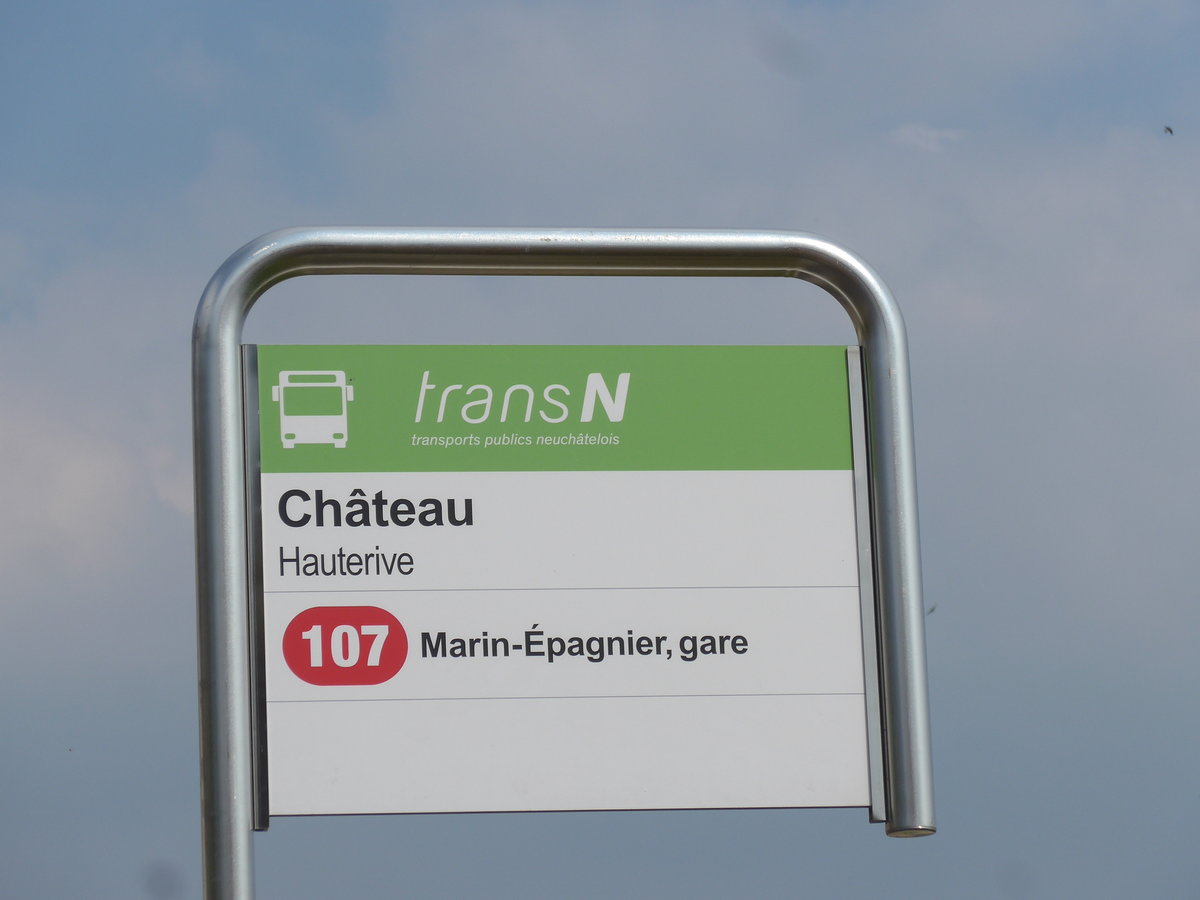 (203'630) - transN-Haltestelle - Hauterive, Chteau - am 13. April 2019