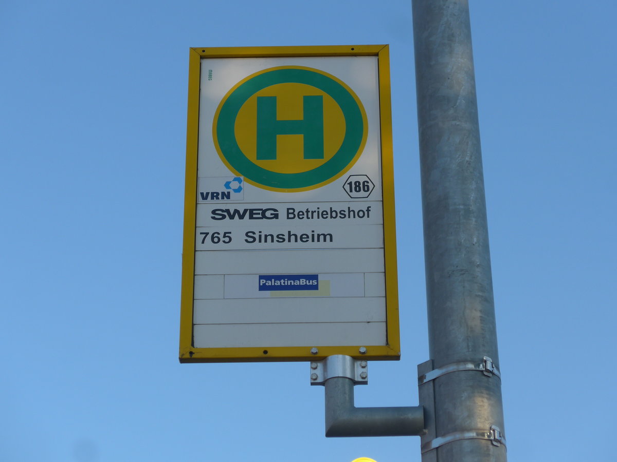 (204'996) - Bus-Haltestelle - Sinsheim, SWEG Betriebshof - am 13. Mai 2019
