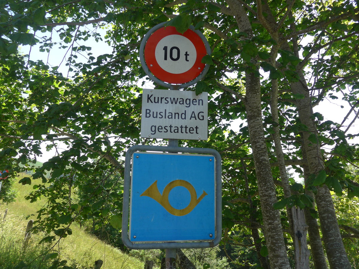(206'890) - Hchstgewicht + Bergpoststrasse Verkehrsschilder am 30. Juni 2019 auf der Lderenalp
